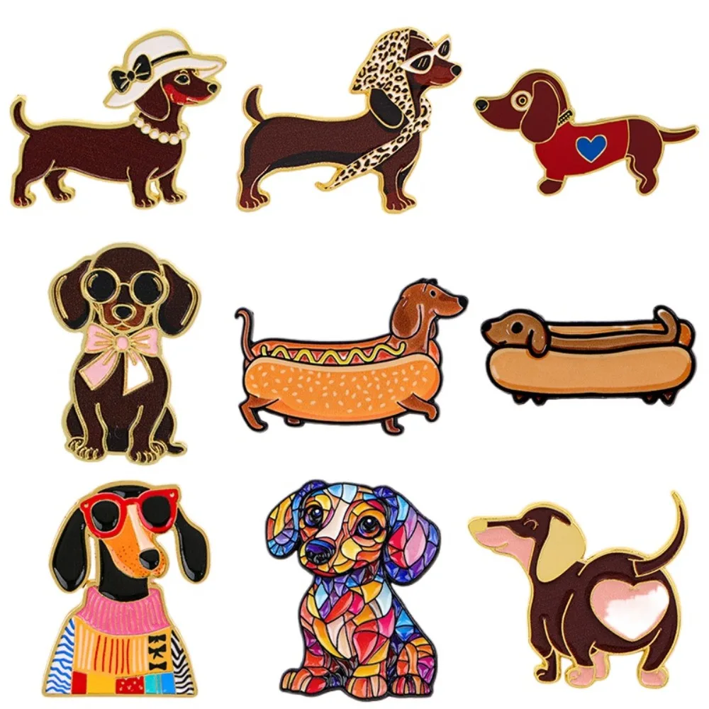 Dachshund Enamel Pin Funny Slogan Dog Brooch Lapel Pins Backpack Badge DIY Clothing Decor Accessory Puppy Metal Jewelry