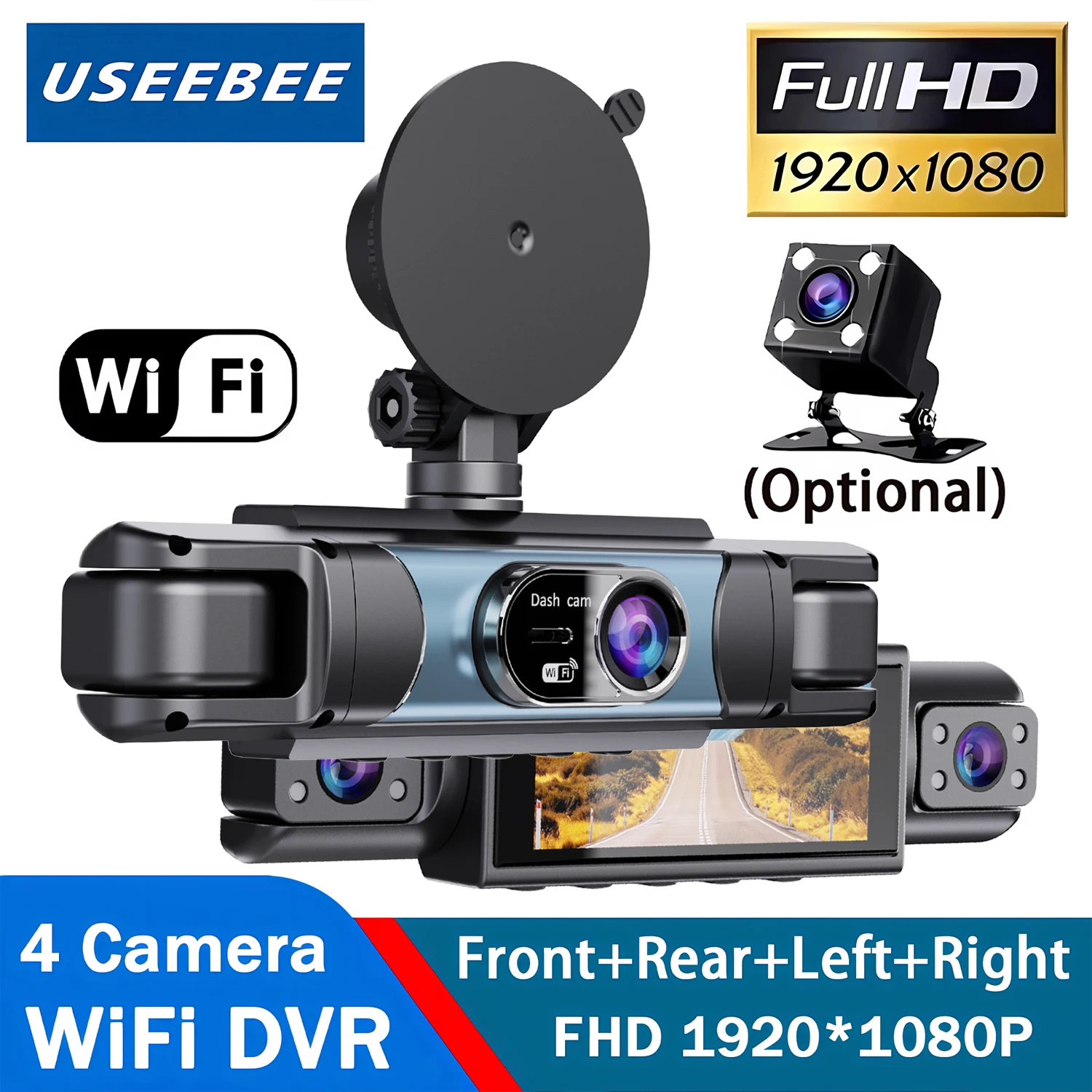 4 Cameras Dash Cam Car DVR WiFi HD 1080P Video Recorder 4 Channel Front Rear View Night Vision Black Box DVR For Vehicle Safty