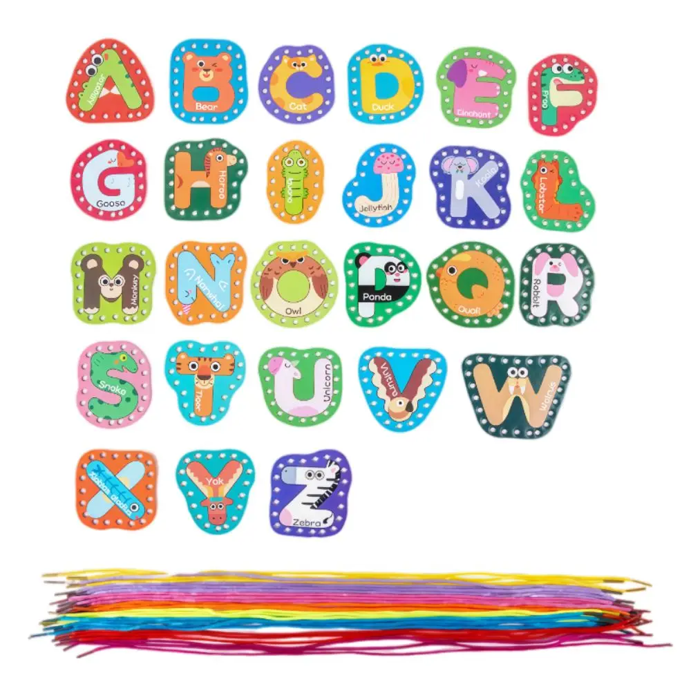 

Fine Motor Skill Children Threading Rope Board Wooden Colorful Kids Lacing Cards Toys Educational Creative