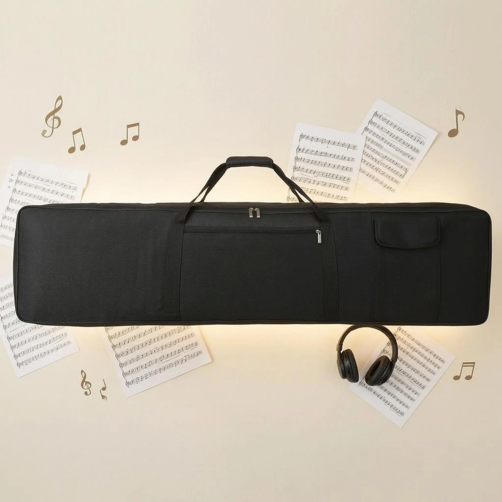 88-Key Keyboard Bag Full-Length Zipper Soft Padded Keyboard Case 88 Key Piano Bag Black Portable image 6