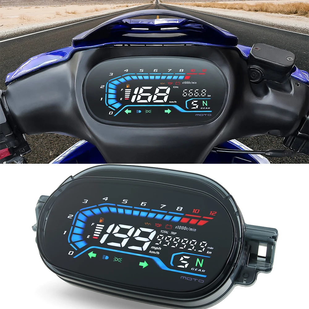 12V Motorcycle Speedometer for Yamaha Y125z Y125zr SPEEDOMETER Tachomete LED LCD Digital RPM Meter Dashboard Gauge