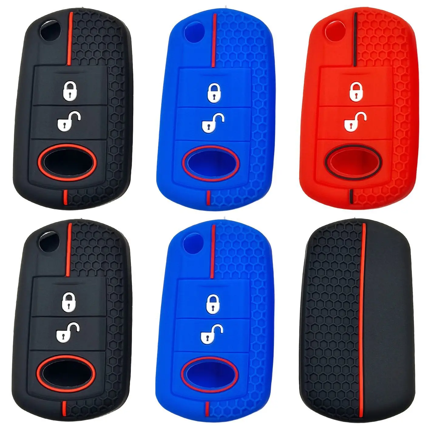For Land Rover Discovery 3 Discovery 4 Range Rover Sport Folding 2-Button Honeycomb Pattern Automotive Silicone Keycase