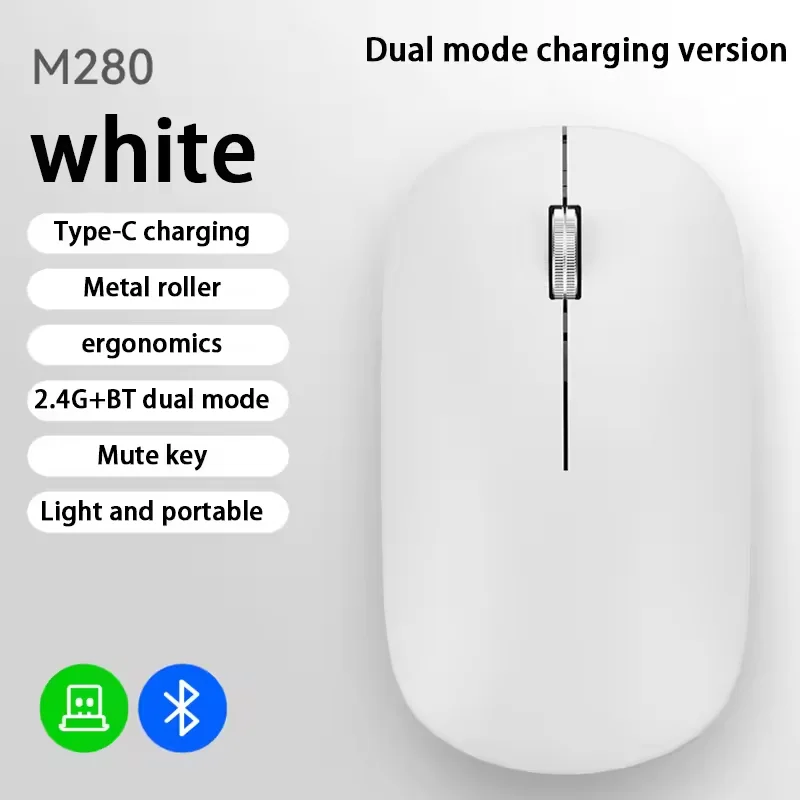 Neue Kabellose Maus mit Typ-C-Ladung, Leise Klickfunktion, Tragbar, Ergonomisch, Universell für Laptop, Leicht, für Büro und Gaming, Geräuschlos 2026