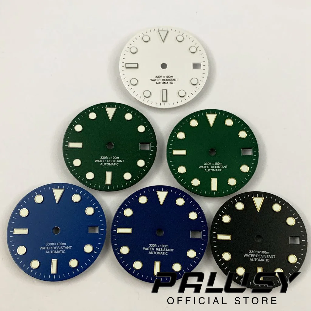 28.5mm NH35 White Blue Green Black Yellow Watch Dial Luminous Watch face Fit NH35 NH36 Movement Replacement Parts