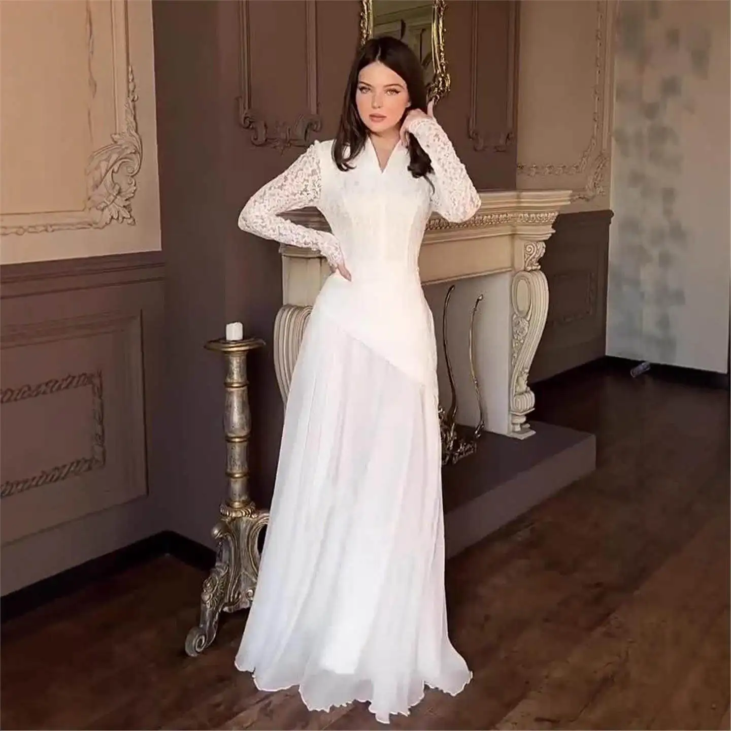 

Ele Vintage Long Sve Wrap Waist Dr Women's Faion Ciwalk Spring 2025 High Quali Tee Acetate Fiber Dr