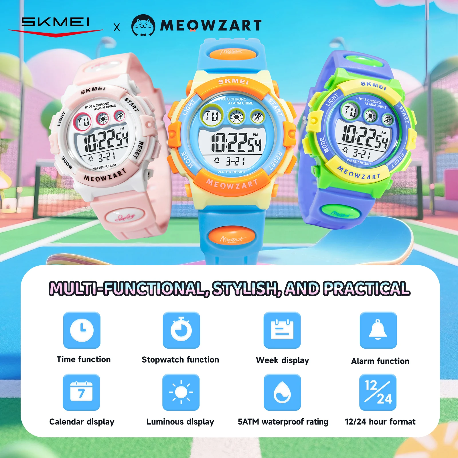 SKMEI 5Bar Waterproof Kids Wristwatch For Boys Girls Children's Wtatch Luminous Display Sport Electronic Wtatch Relogio Infantil