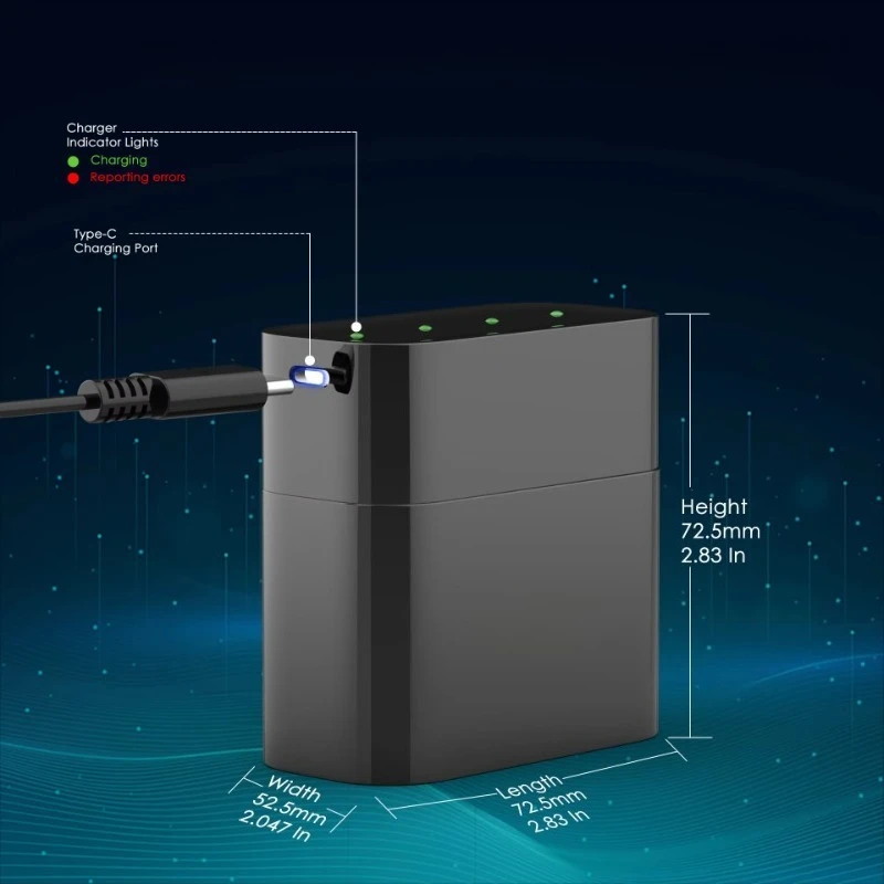 

15W 5V 3A Portable Ty-pe-C Charger Box 1.5V Lithium Battery USB-C AAA AA Rechargeable Smart Li-ion Battery Charger with 4 Slots