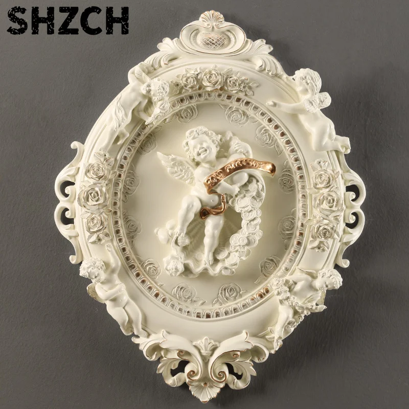 French Angel Wall Sculpture European Vintage Bedside Flanking Decor Dual-Sided Metal Art for TV Bedroom Wall Hanging Painting