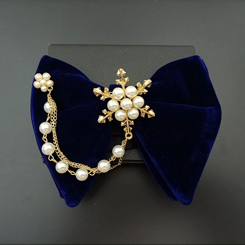 Vintage Herren Fliege Perlenkette Samtkragen Blume Britisch Koreanisch Hochzeit Business Bankett Host Kleid Zubehör Fliege – Detail 7