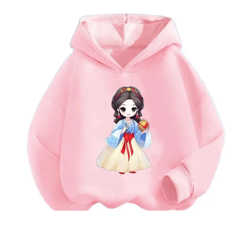 Girls Princess Print Hoodies For Kids Chinese Style Cute Clothes Spring Autumn Long Sleeve Hoody Sweatshirt Tops