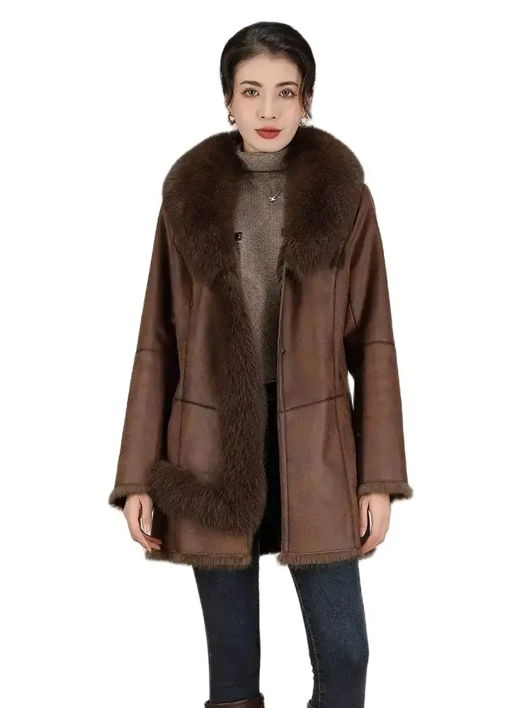 2023 New Fur Coat Women's Rex Rabbit Loose and Western Style High end Fur Integrated Coat Winter