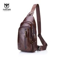 BULLCAPTAIN Genuine leather Crossbody Bags Men Leather Shoulder Men Chest Bags Fashion Travel Handbags Man Messenger Bag Male