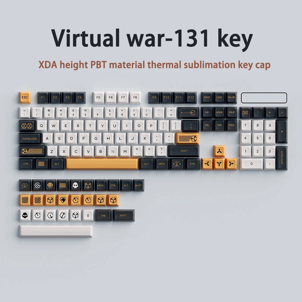 

131 Keys Virtual War Theme XDA Profile PBT Keycaps For MX Switch Mechanical Keyboard Personalized Dye sublimation Key Caps GK61