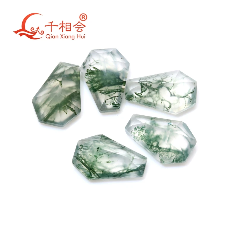 

Натуральный зеленый мха-агат (Ocean Grass Agate) в форме щита, 7*10 мм, необработанный камень