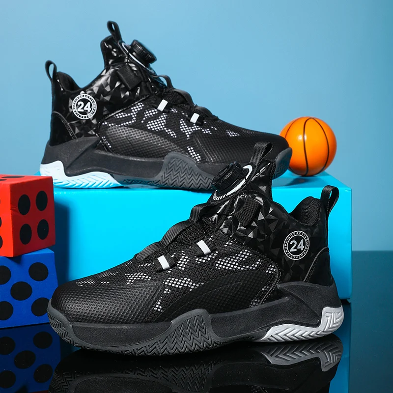 Yellow Children's Basketball Shoes Mesh Breathable Sports Shoes For Teenagers Non-Slip Wear-Resistant Basketball Sneakers Kids