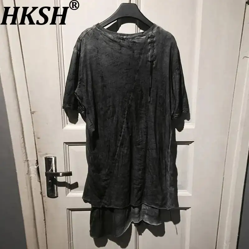 HKSH Spring Summer New Men Tide Dark Three-Dimensional Cut Double-layer Cotton T-shirt Tie-Dyed Two-Piece Set Design Ins HK25963