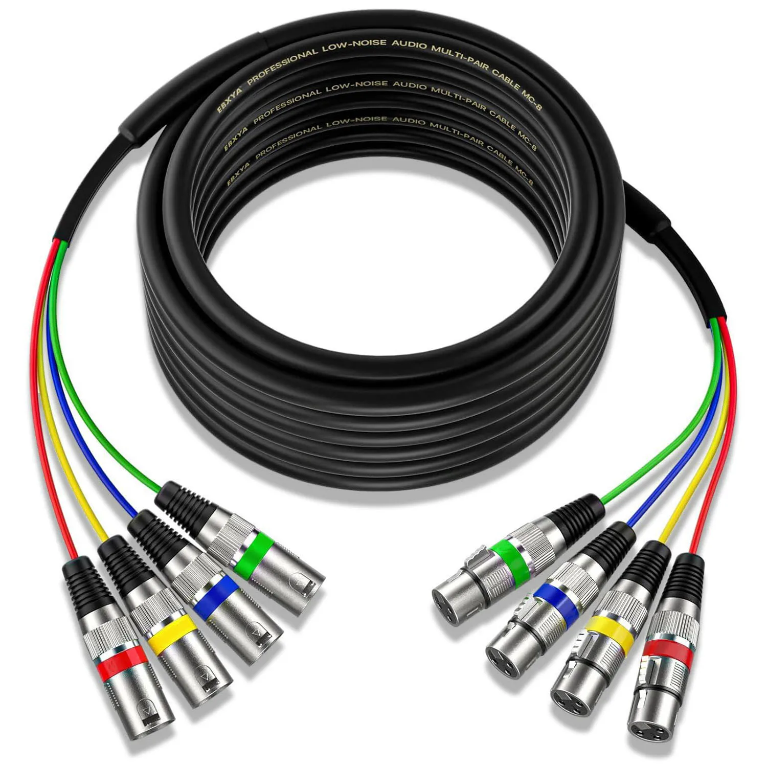 XLR Snake Cables (4 Colored) 4-Channel Microphone Patch Cable XLR Male To Female Snake Cable for Live Recording Studios