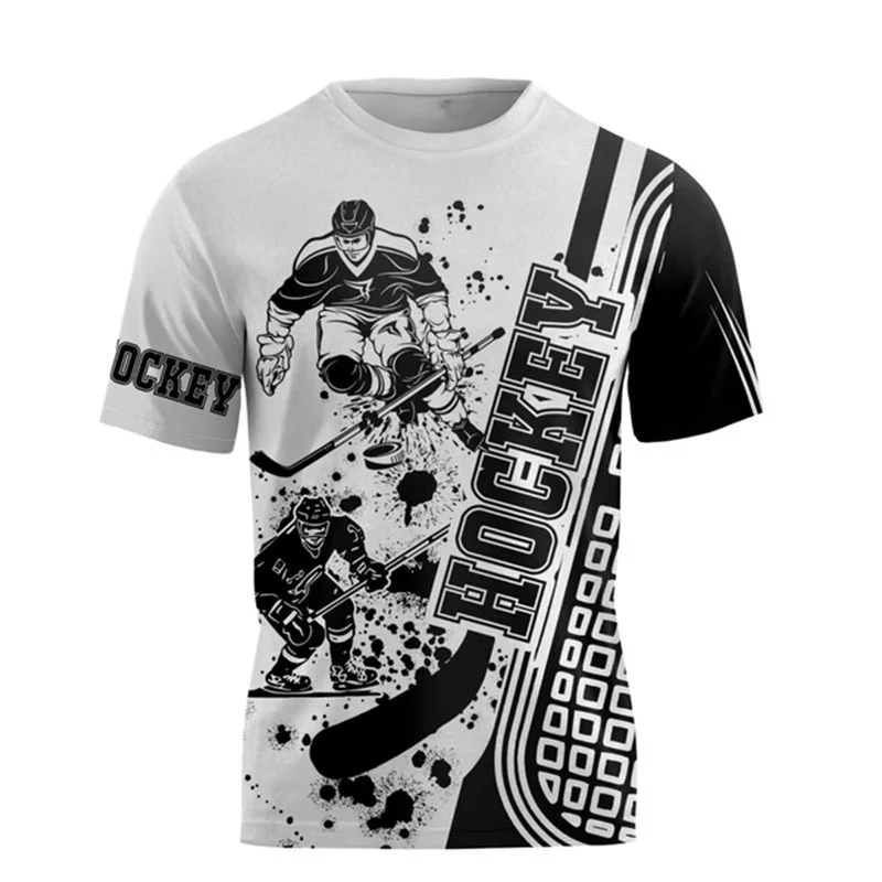 Neue Sommers port Hockey Bild Männer T-Shirts lässig 3D-Druck T-Shirts Hip Hop Persönlichkeit Rundhals ausschnitt Kurzarm amüsante Tops