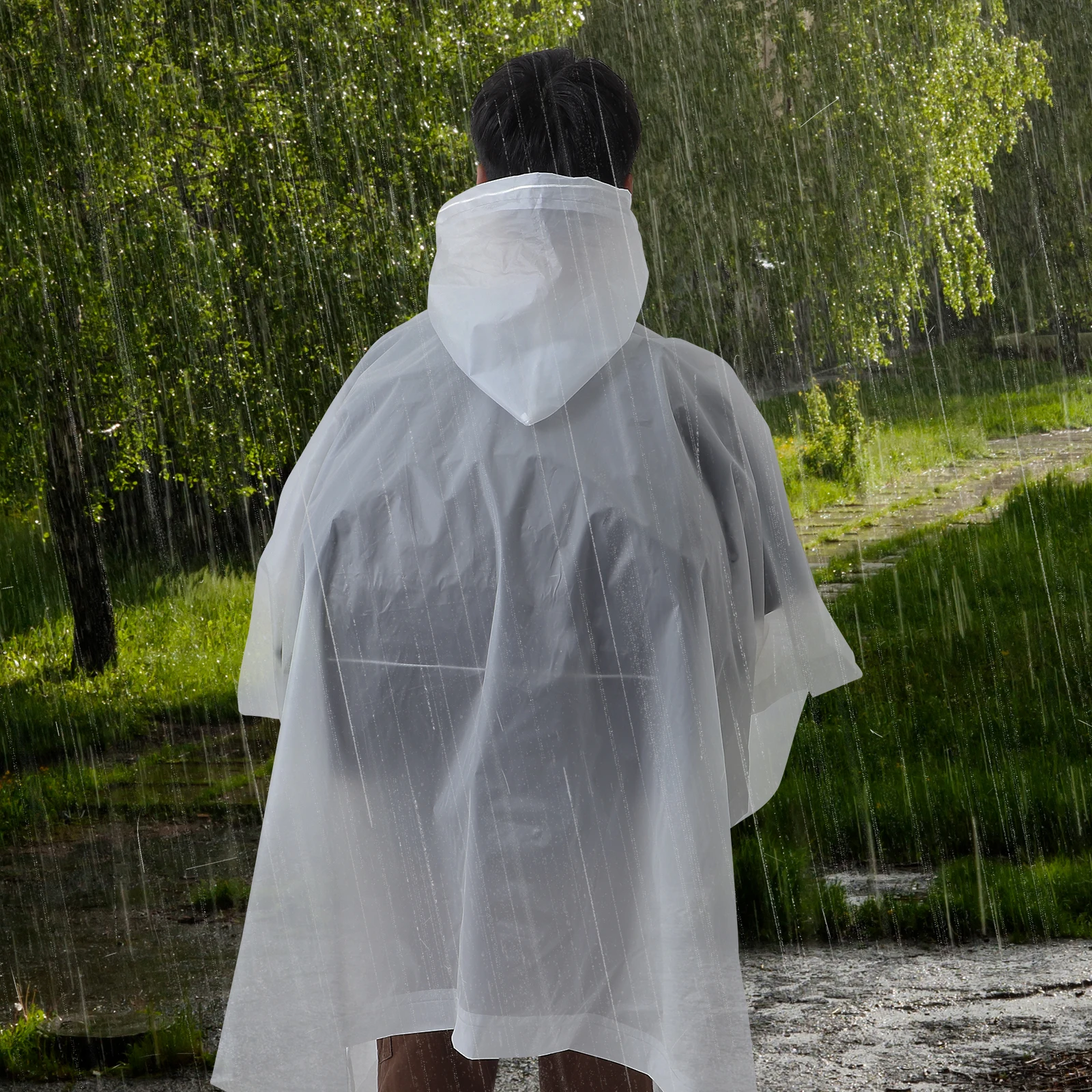 

2 pcs Raincoat Poncho Adult Hooded Waterproof Reusable Clear Large Size Travel Outdoor Portable Lightweight Windbreaker Jacket