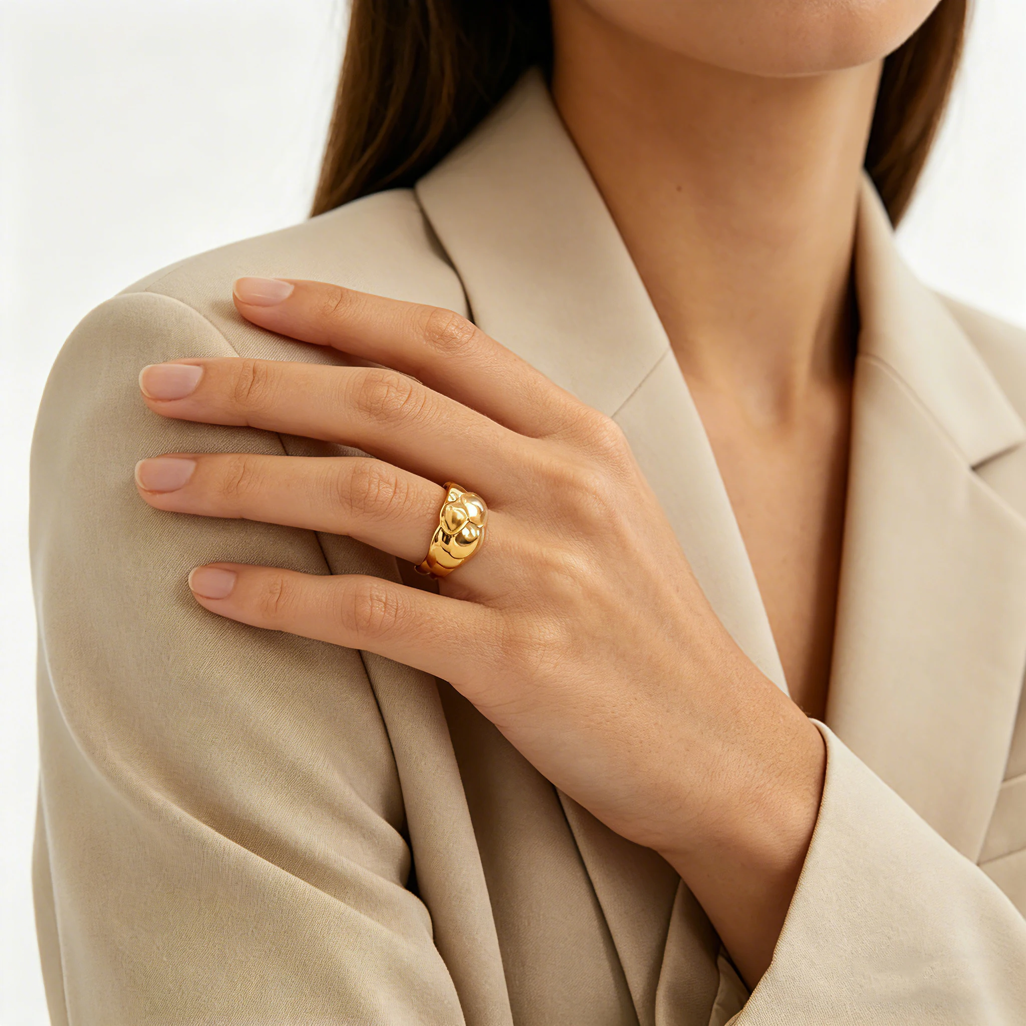 Wunderschöne Ringe mit unterschiedlich breiten Wolkenmuster-Designs, anlaufbeständig, 18K vergoldeter Edelstahl, für Damen, Schmuckgeschenk 2026 – Detail 8