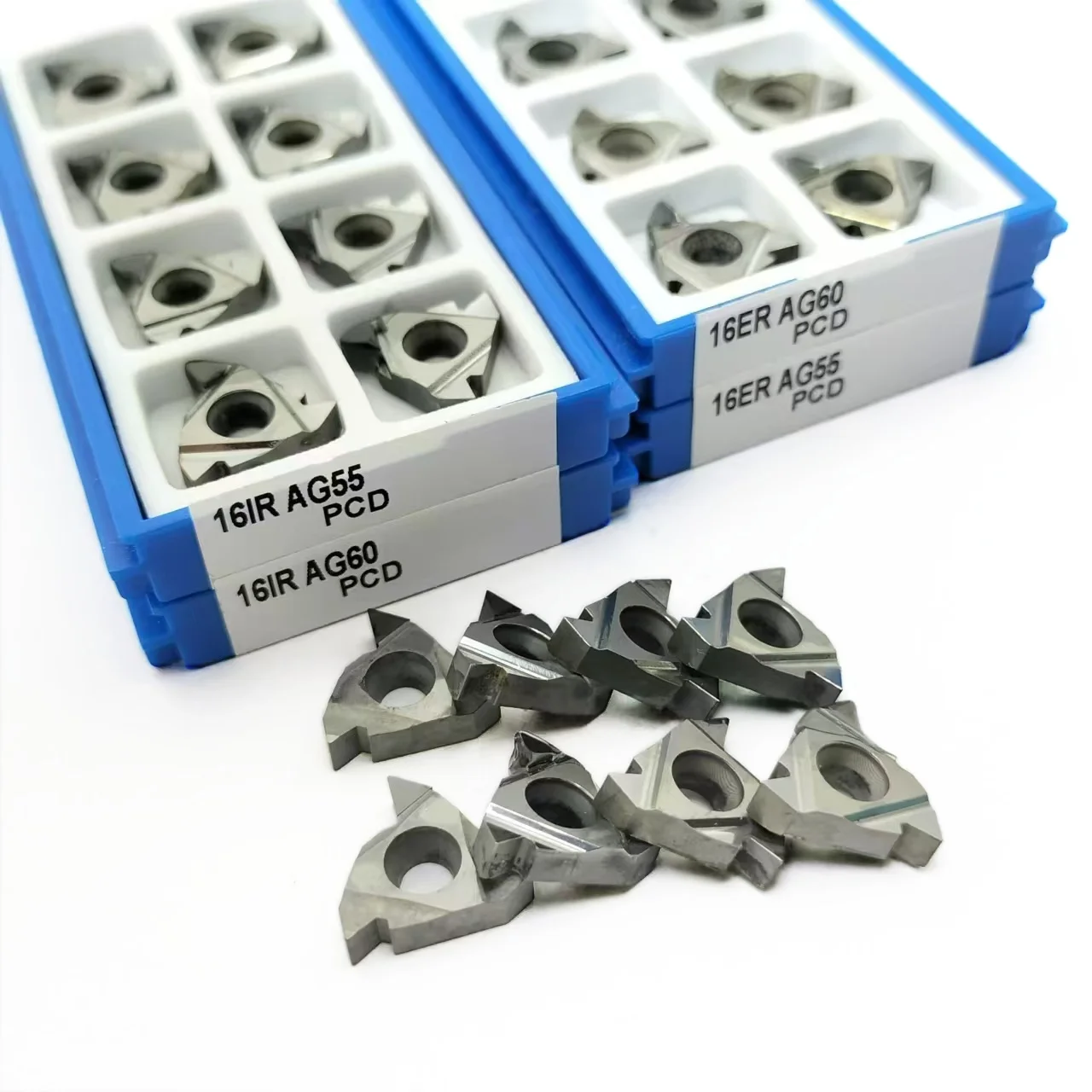 

10PCS 16ER 16IR AG55 AG60 PCD Threading Diamond Inserts Thread Turning Tools CNC Lathe Tool Blades boron carbide turning Inserts