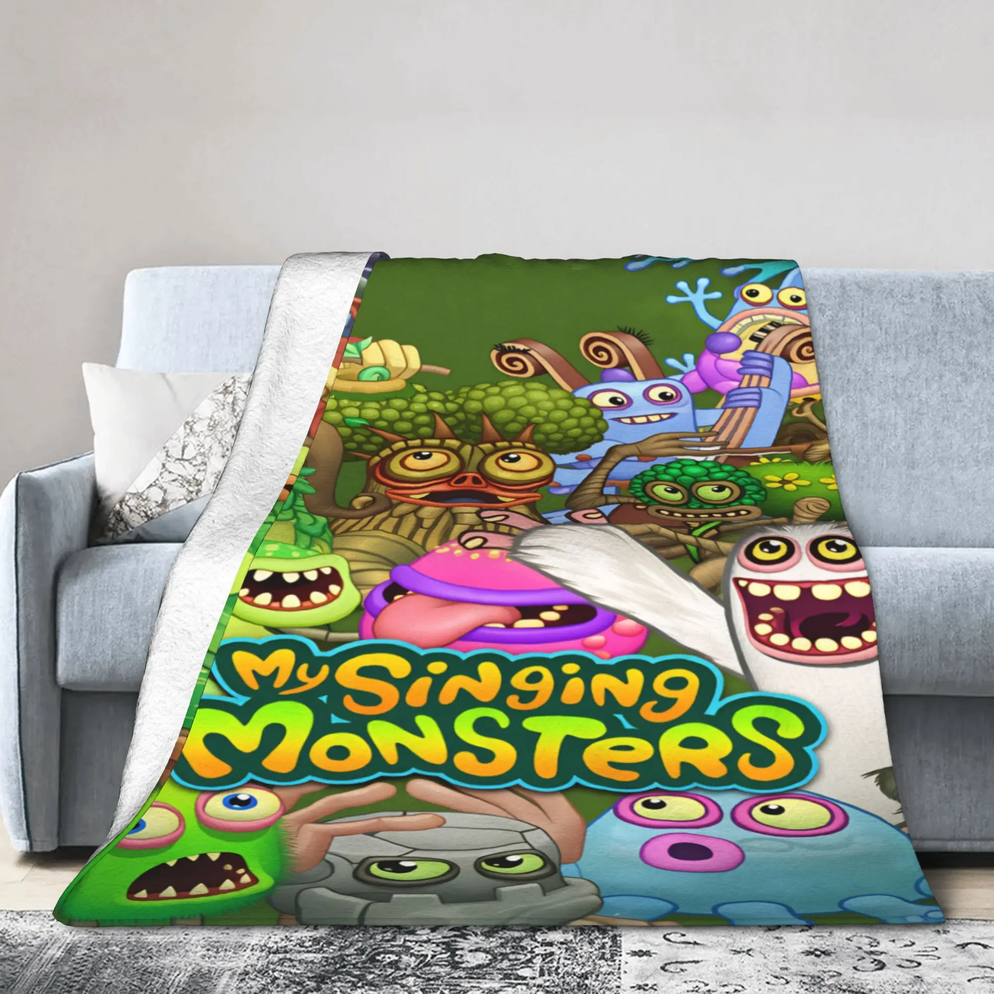 My Singing Monster Plush Blanket Child Video Game Cartoon Flannel Throw Blanket For Couch Chair Super Warm Bedspread Gift Idea