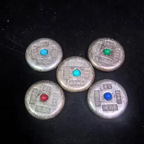 Estatua de moneda de dinero de plata de la tía Qing china antigua rara, 5 unids/set, envío gratis