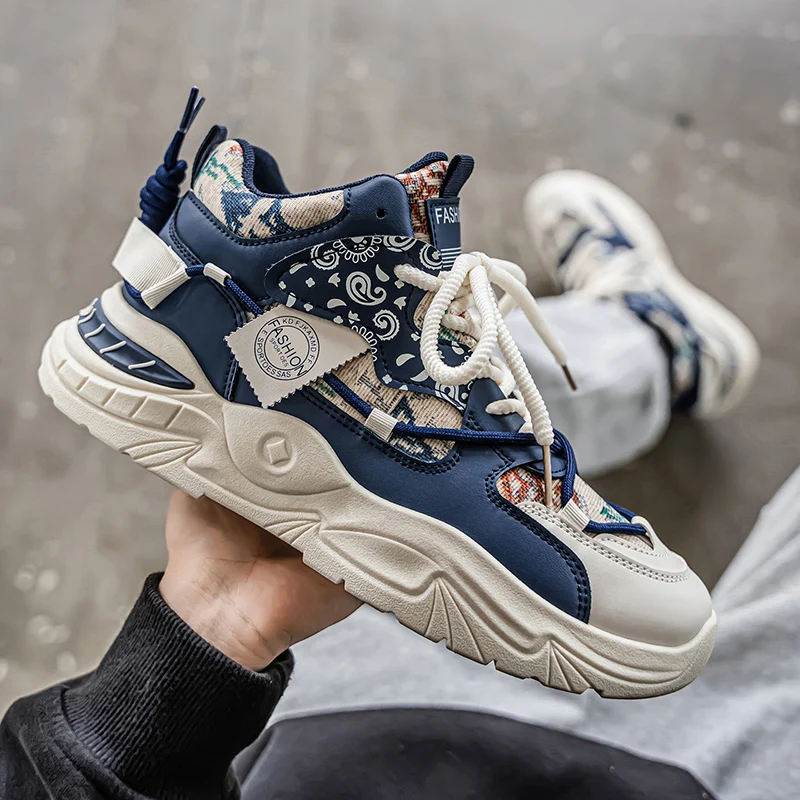 

Модная и удобная мужская спортивная обувь на толстой подошве. Новинка 2025 года. Мужская повседневная обувь. Высокие противоскользящие кроссовки Four Seasons.