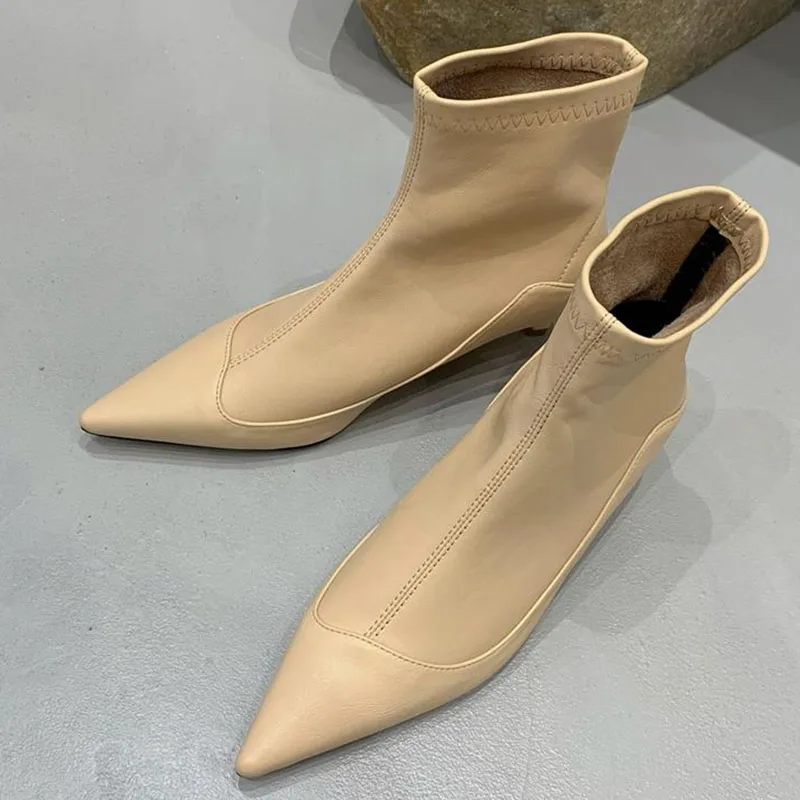 2024 Winter New Brand Women Ankle Boots Fashion Pointed Toe Slip On Ladies Elegant Short Boots Shoes Dress Pumos Shoes New Boots