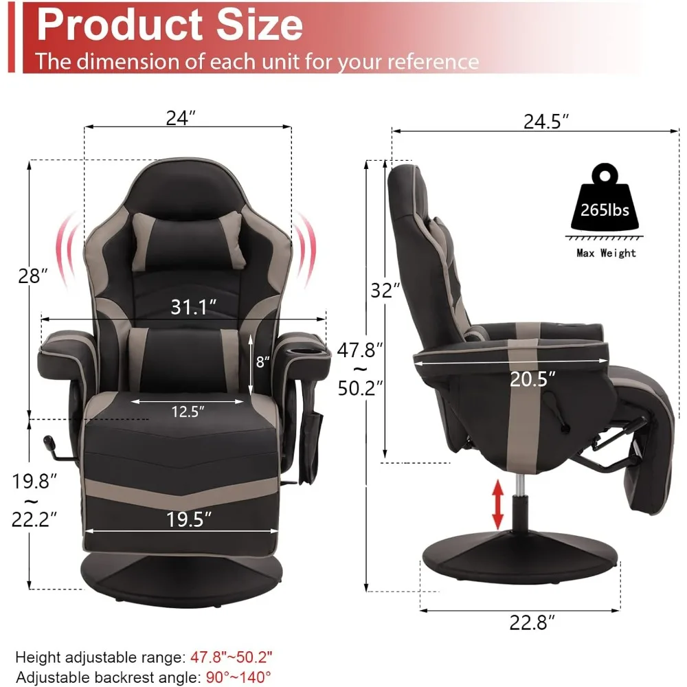 كرسي كرسي ألعاب الفيديو للتدليك - مسند ظهر مريح وتعديل ارتفاع المقعد - كرسي دوار من جلد البولي يوريثان عالي الظهر #3