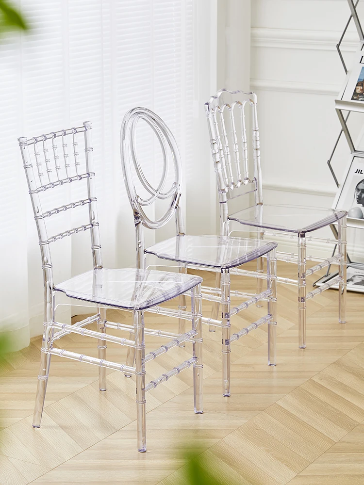 Nordic Acrylic Transparent Dining Chair Modern Household Backrest Style for Negotiation Wedding Chiavair Chair