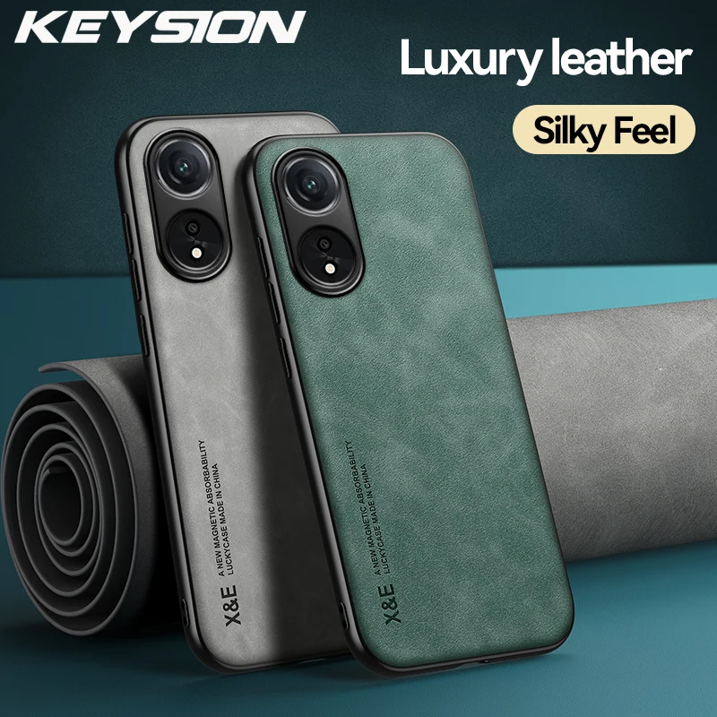 KEYSION Luxury Leather Case for OPPO A78 4G A78 A98 5G Silicone+PC Soft Shockproof Phone Back Cover for OPPO A98 5G A78 4G