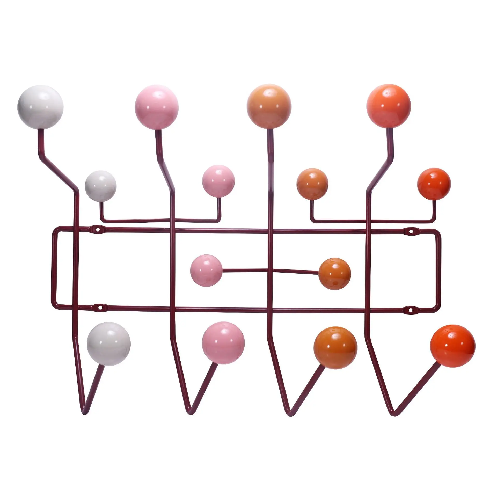 Gradient Color Coat Rack Solid Wood Balls Metal Hooks Clothes Holder Hat Wall Hanger for Livingroom Furniture Nordic Style Decor