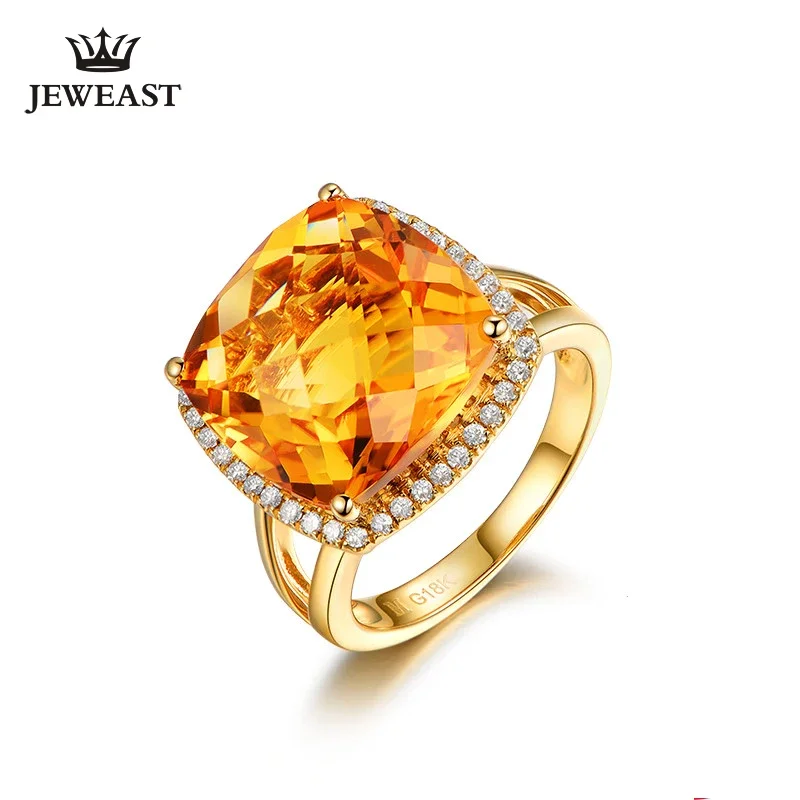 

Natural Citrine 18K Pure Gold 2025 New Hot Selling Top Ring Women Heart Shape Ring For Ladies Woman Genuine Jewelry