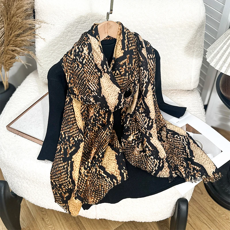 Luxury Brand Scarf Leopard print Cotton Shawl Lady Wrap Large Warm Pashmina Hijab Headband Scarves Bufanda Foulard Stoles 2025