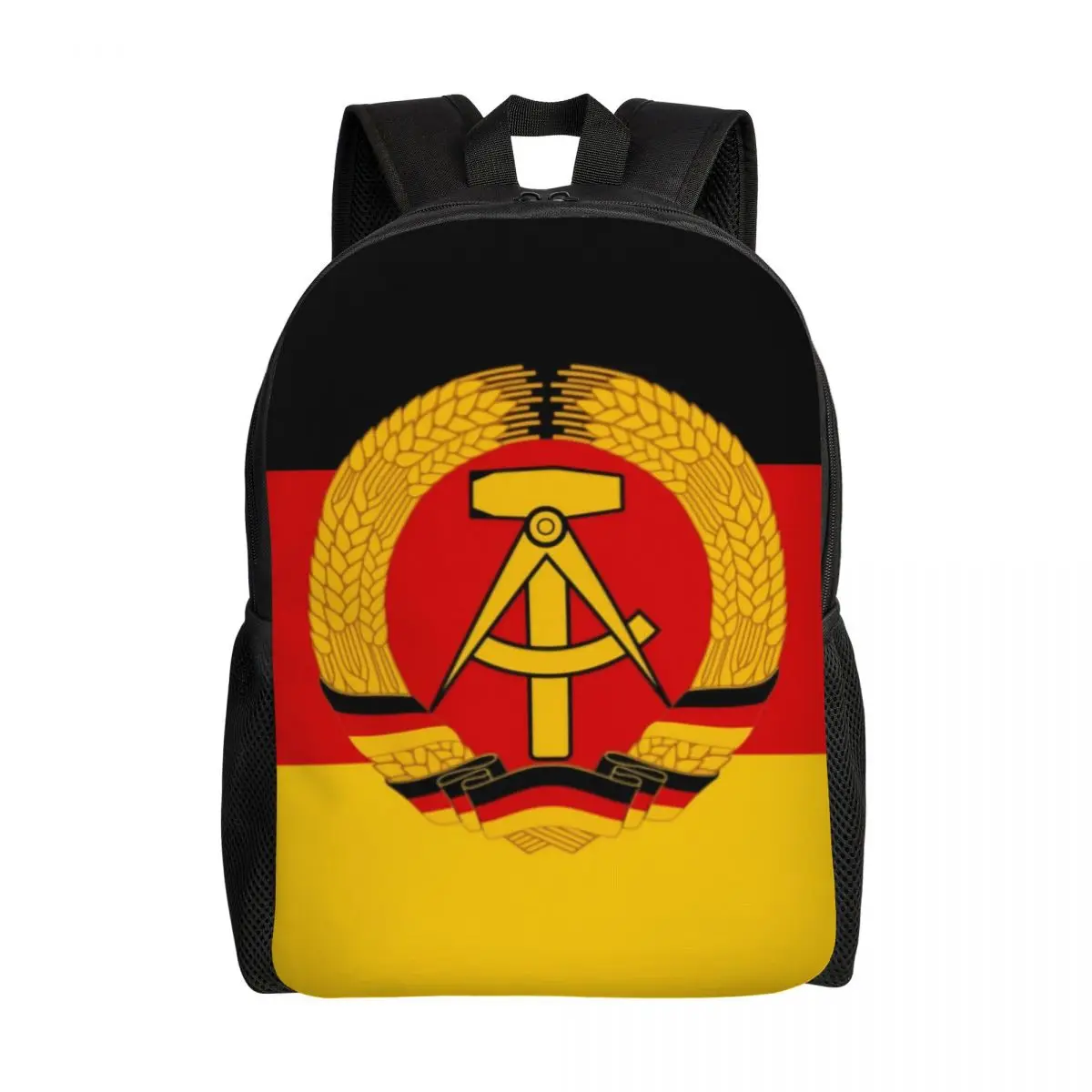 Flag Of East Germany Travel Backpack School Laptop Bookbag Deutschland Berlin German Patriotic Coat of Arms College Daypack Bag