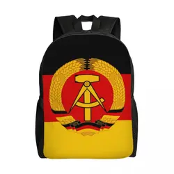 Flag Of East Germany Travel Backpack School Laptop Bookbag Deutschland Berlin German Patriotic Coat of Arms College Daypack Bag