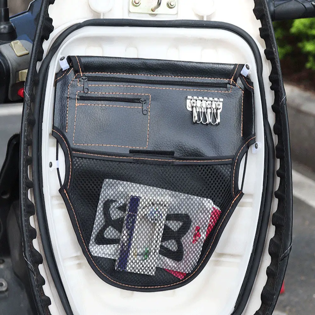

Motorcycle Seat Bag Heavy Duty PU Metal Hardware Under Seat Bag for Motorbike Scooter Daily Life Tool Storage Organizer