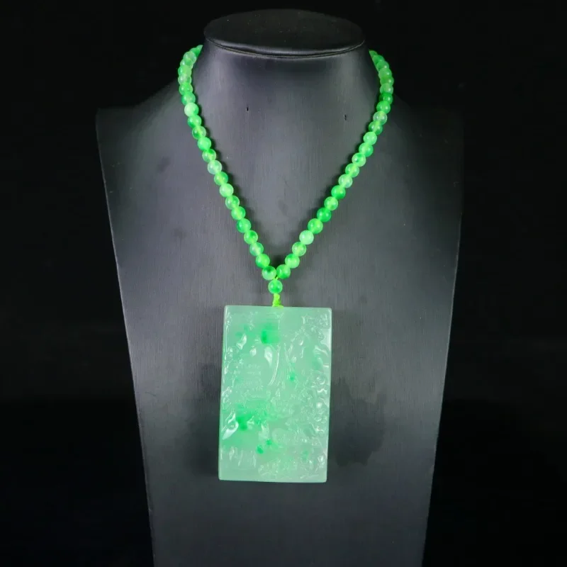 

Natural High-ice Quartzite Jade Landscape Brand Pendant, Unisex Necklace Jewelry