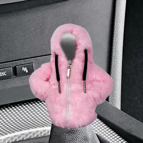 Imagen 2 del producto Sudadera con capucha para perilla de palanca de cambios de coche, cubierta de palanca de cambios de felpa, accesorios interiores automotrices de invierno, decoración divertida para coche, aparatos interiores