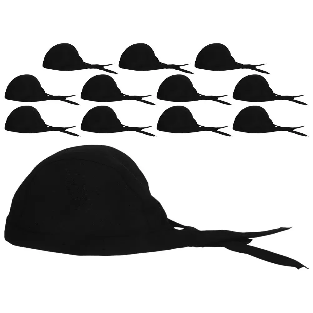 12 個キッチンクッキングキャップユニセックス調節可能なシェフハットブラック通気性のある作業用帽子シェフ、パン屋、食品サービス労働者用