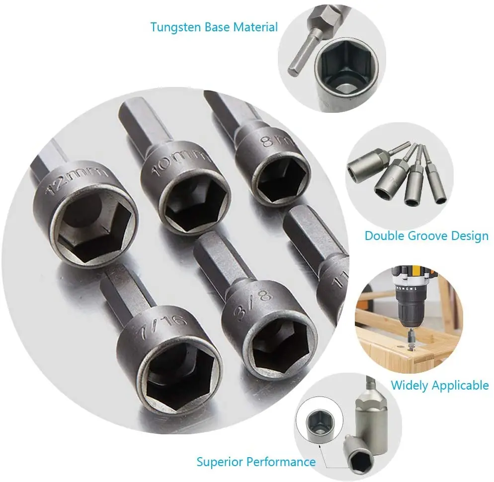 14 Chiếc Điện Hạt Lái Xe Bộ Mũi Khoan 1/4 ”Lục Giác Ổ Cắm Adapter Bu Lông Trình Điều Khiển Dụng Cụ Sửa Chữa Nhanh Chóng Thay Đổi Trục thuật Điện