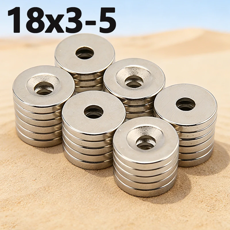 5-200pcs 18x3-5mm Magnet N35 NdfeB Permanent Magnetic Imanes Strong Hole Round Neodymium Magnet 18*3-5mm Accessory