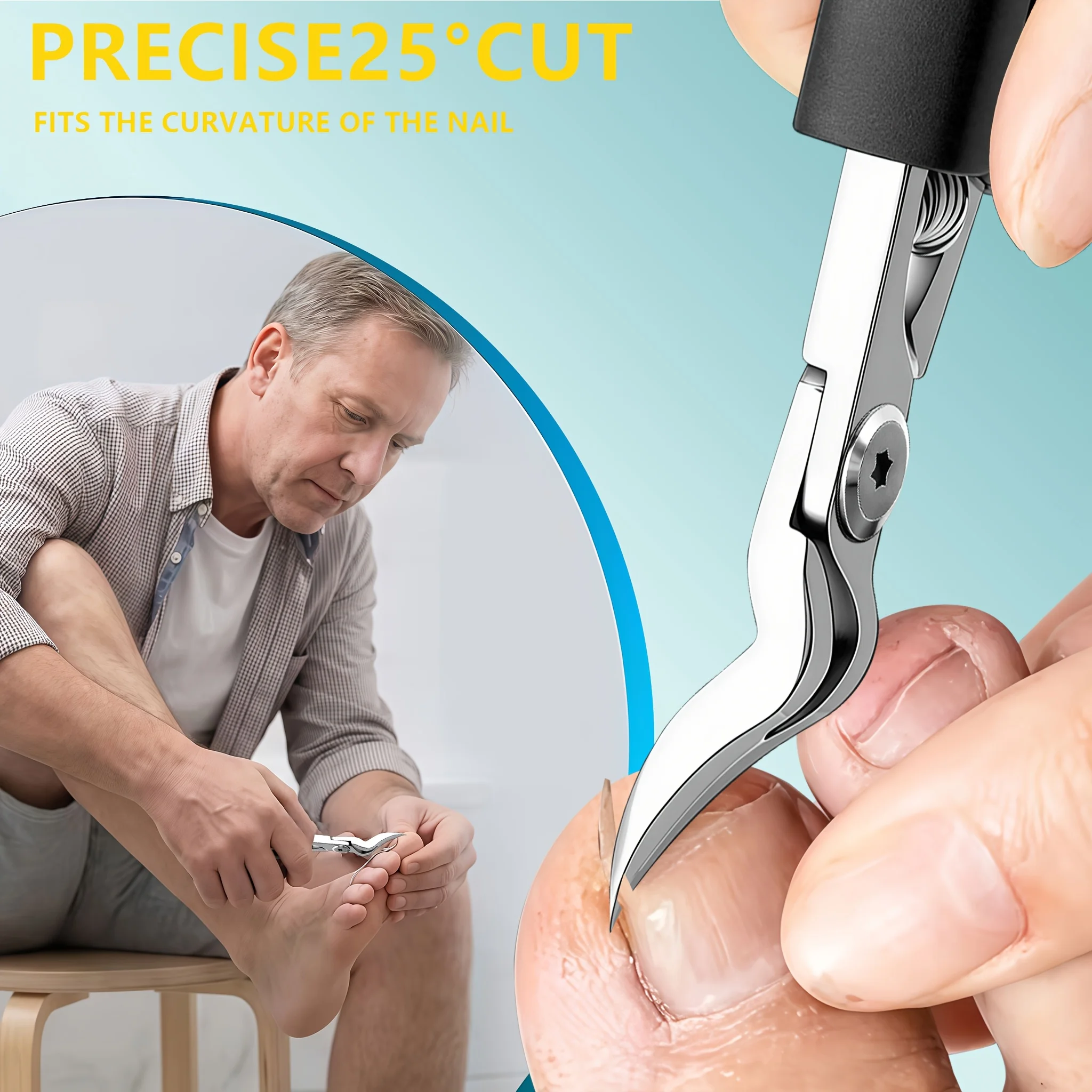1/4Pcs Pedicure Tool Set Stainless Steel Toenail Nipper Heavy‑Duty Nail Clipper For Thick Hard & Ingrown Toenails Home Foot Care