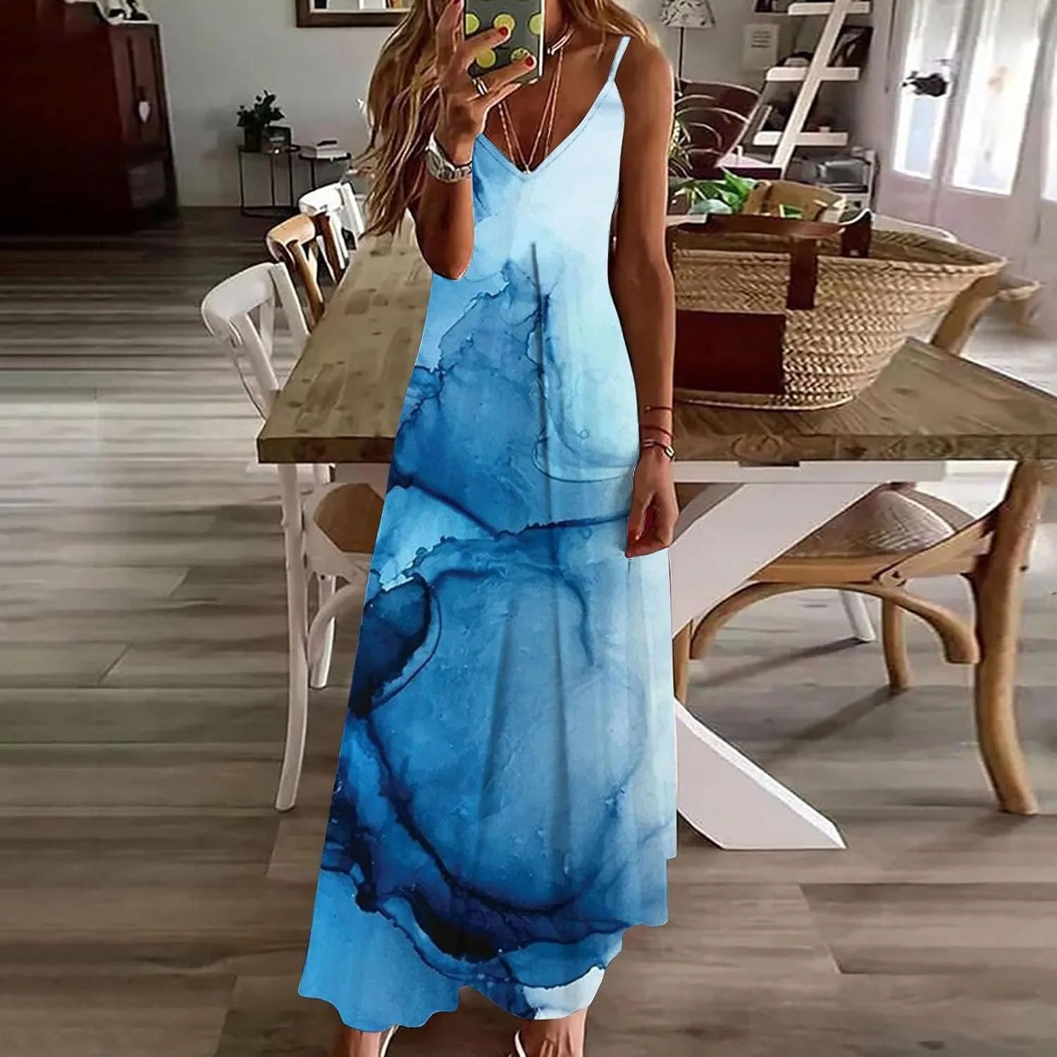 Vestido largo de verano sin mangas para niña, traje elegante con teñido anudado, Sexy, de lujo, para fiesta y playa