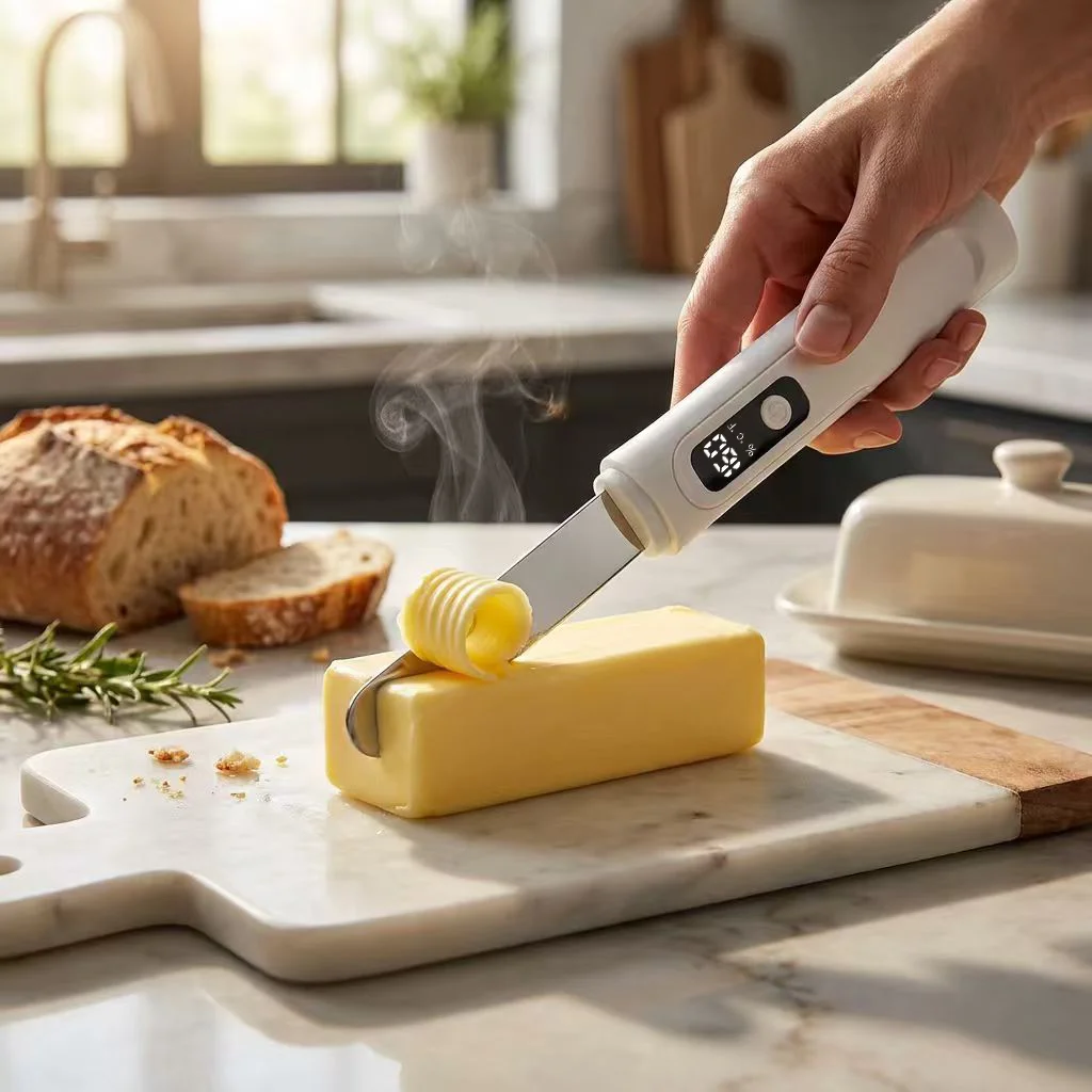 Smart Heating Butter Knife Spreader Electric with 2 Adjustable Temperature Settings Led Display Ip68 Waterproof Stainless Steel