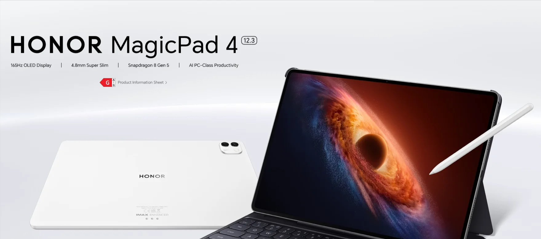 HONOR MagicPad 4, EU Version tablet, 12.3 inches 165Hz OLED Screen, 10100mAh Battery,Snapdragon 8 Gen 5, BT6.0, Android tablet