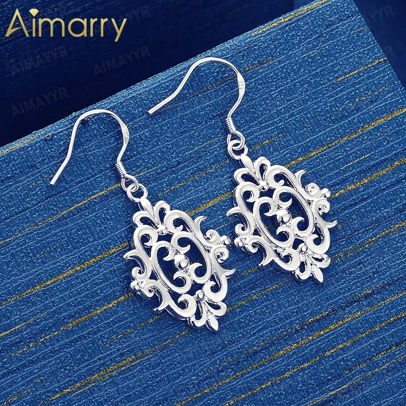 925 Sterling Silver Retro Palace Hollow Pattern Earrings for Women's Parties Banquets Weddings High-quality Fashion Jewelry