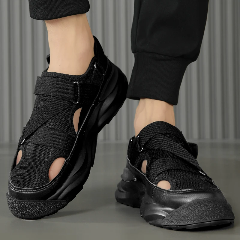 New Men Sandals, Summer Outdoor Hollow Breathable Anti-slip Beach Shoes, Trend Versatile Casual Sandals For Daily Wear