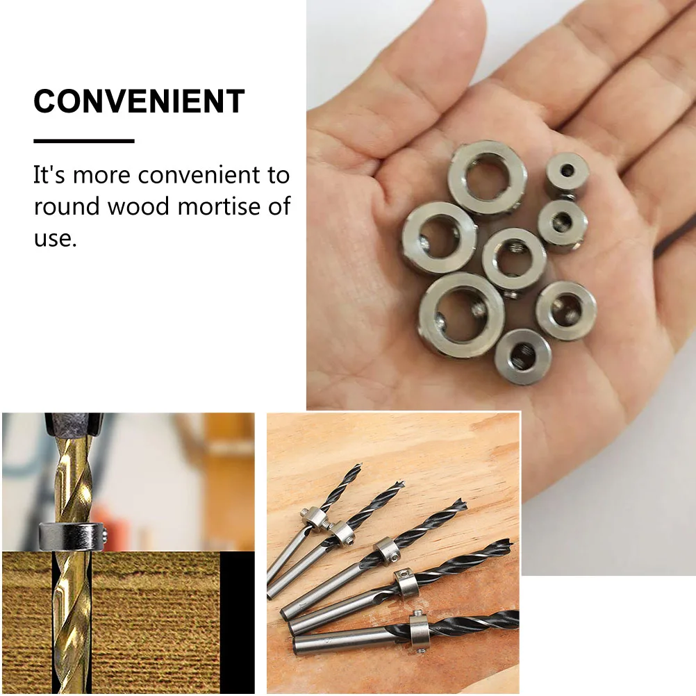 

8pcs 304 Positioner Depth Stop Woodworking Drill Depth Stop Collar Bit Collar Drill Bit Locator Tool Parts Silver